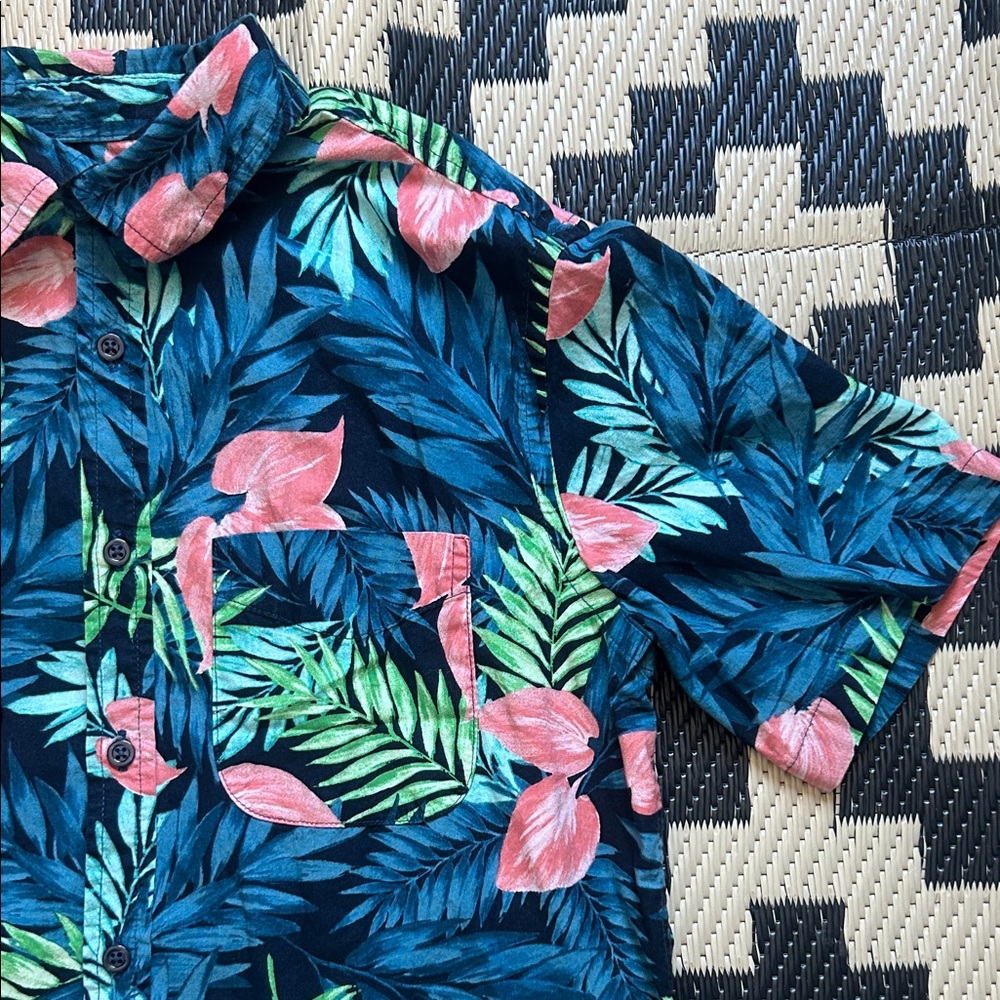 Old Navy Men’s Sz S Blu/Grn/Pnk Floral Button-Down - Picture 3 of 5
